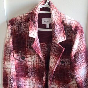 Tribal jeans red plaid shacket